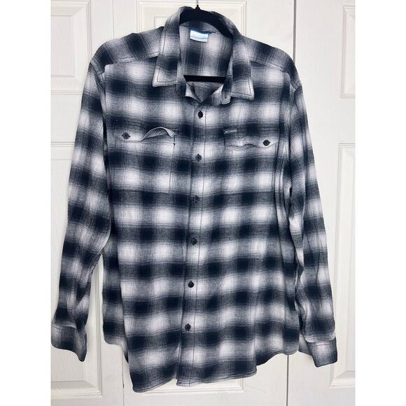 Columbia Other - Columbia Men's Gray White Plaid 100% Cotton Flannel Button Up Shirt Size XL